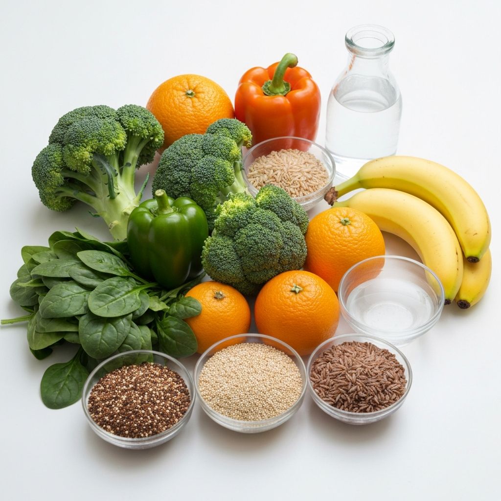 Fresh healthy foods supporting digestive wellness